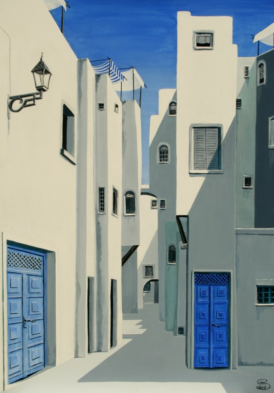 Medina am Chott el Djerid 70 x 100 Acryl auf Leinwand